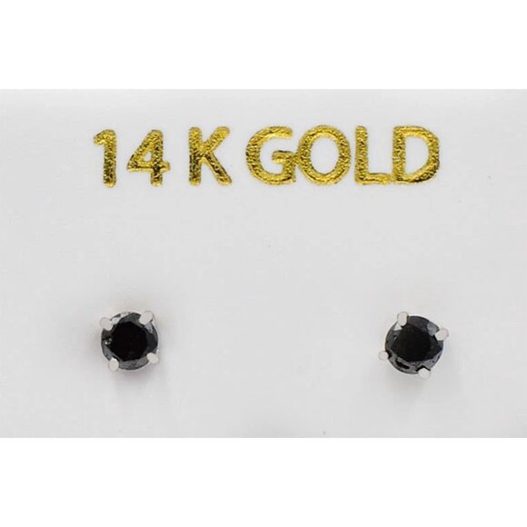 Genuine 0.20 Cts Black Diamond Earrings 14k Gold - Picture 1 of 6